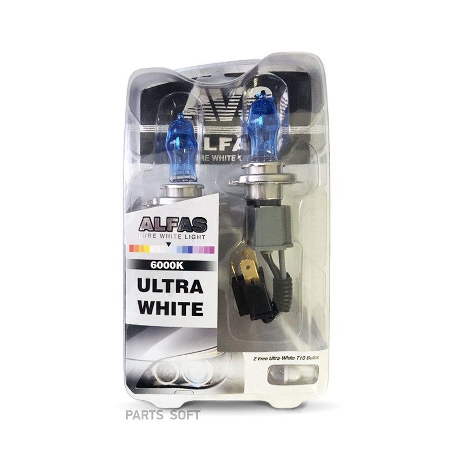 Лампа галогенная H11 12V 85W "AVS" Alfas (Pure-White 6000К +2 Т10) (2 шт.) - AVS None None